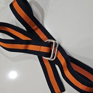 Polo Ralph Lauren Belt NAVY Blue / Orange Stripe 47" end to end